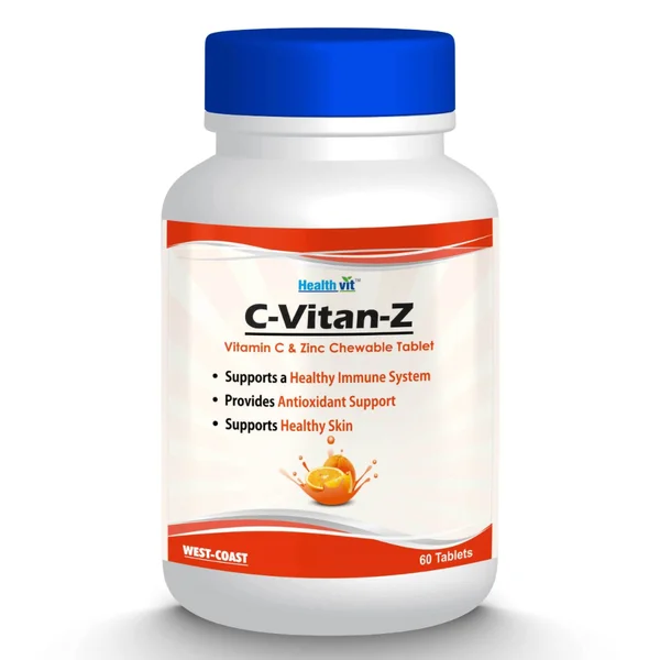 Healthvit C-Vitan-Z Vitamin C &amp; Zinc Chewable, 60 Tablets, Pack of 1