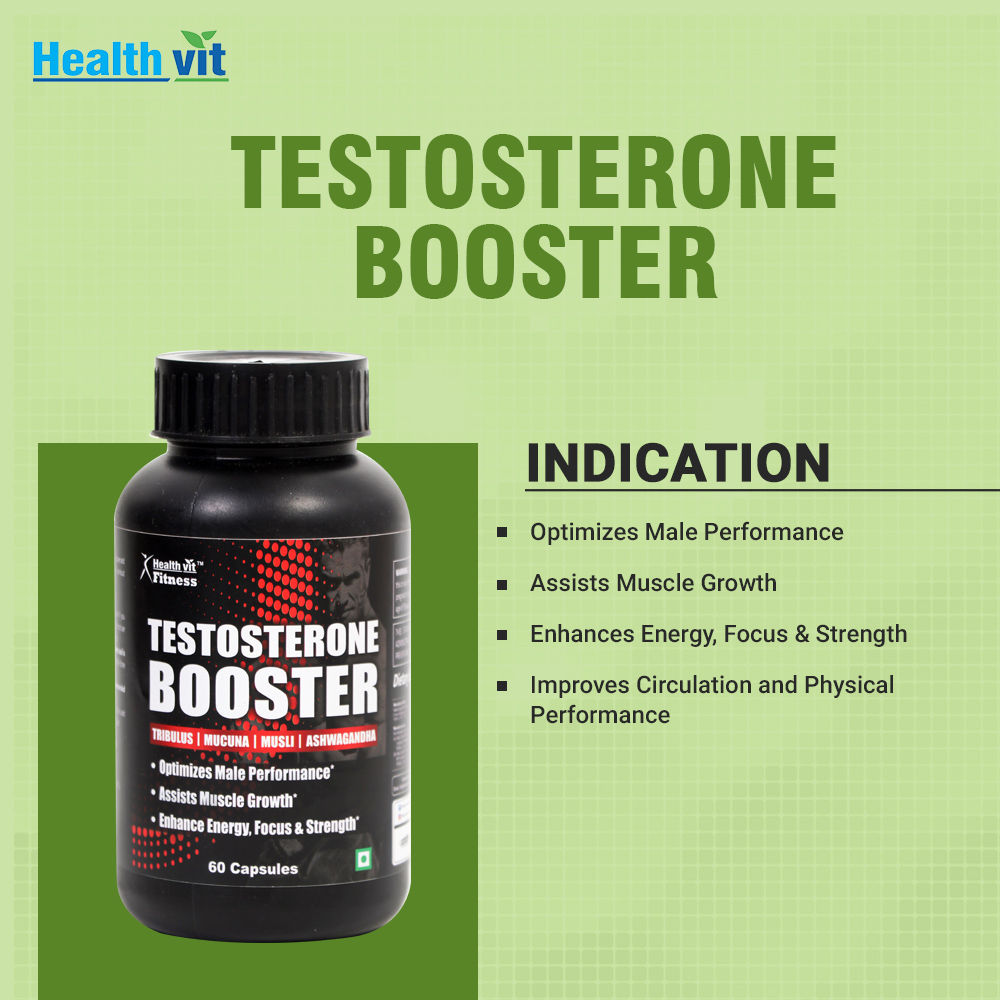 Healthvit Testosterone Booster, 60 Capsules, Pack of 1 