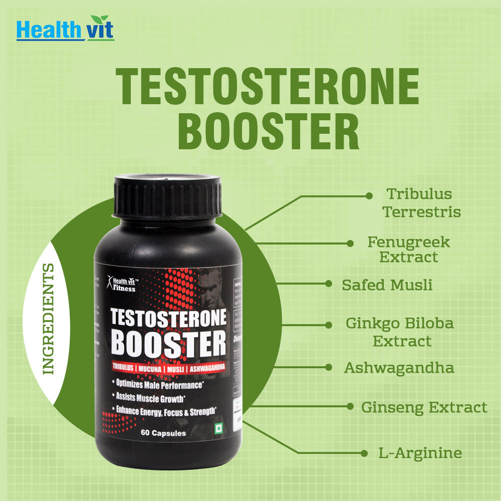 Healthvit Testosterone Booster, 60 Capsules, Pack of 1 