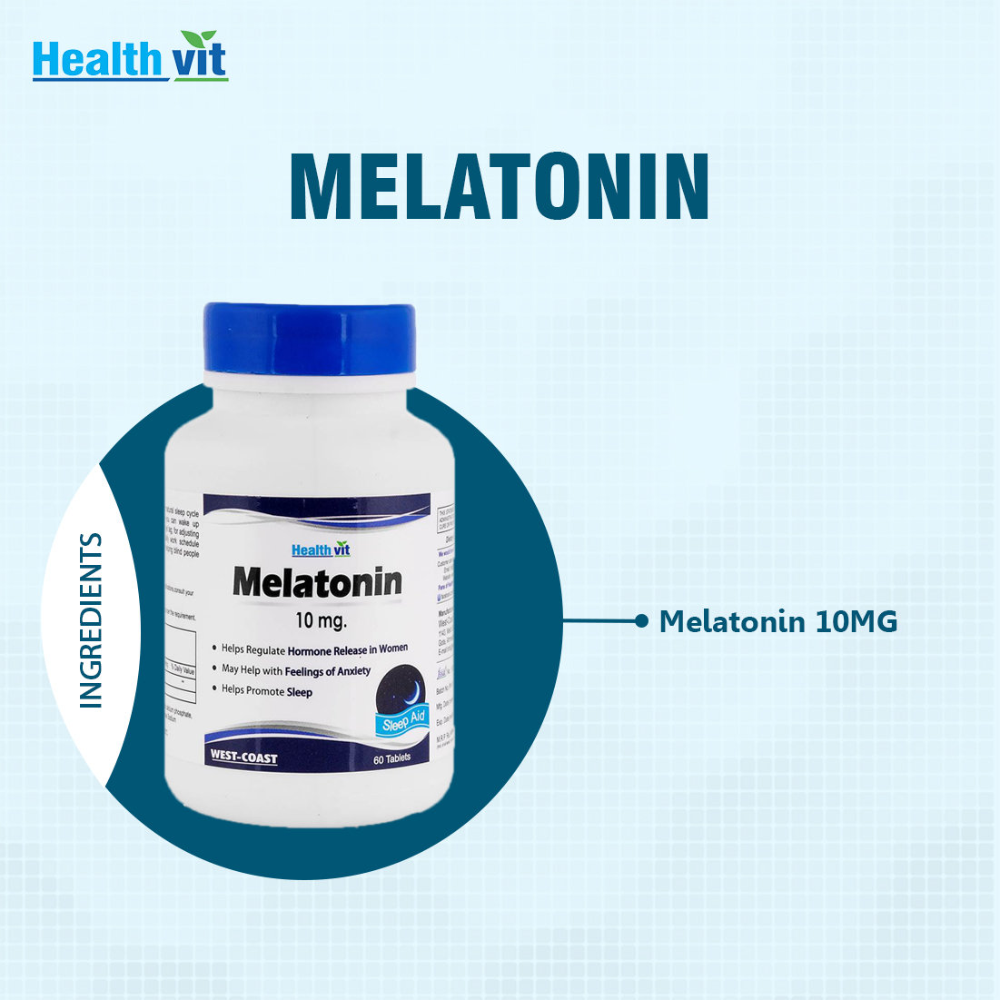 Healthvit Melatonin 10 mg, 60 Tablets, Pack of 1 Healthvit Melatonin 10 mg, 60 Tablets, Pack of 1