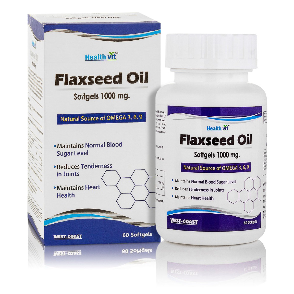 Healthvit Flaxseed Oil 1000 mg, 60 Softgels, Pack of 1 Healthvit Flaxseed Oil 1000 mg, 60 Softgels, Pack of 1