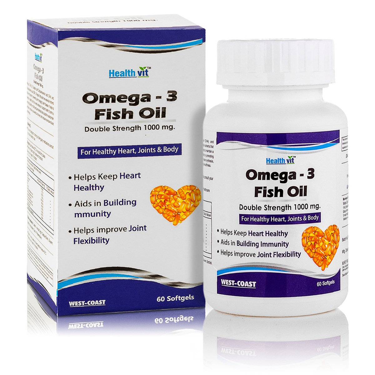 Healthvit Omega-3 Fish Oil 1000 mg, 60 Softgels, Pack of 1 Healthvit Omega-3 Fish Oil 1000 mg, 60 Softgels, Pack of 1