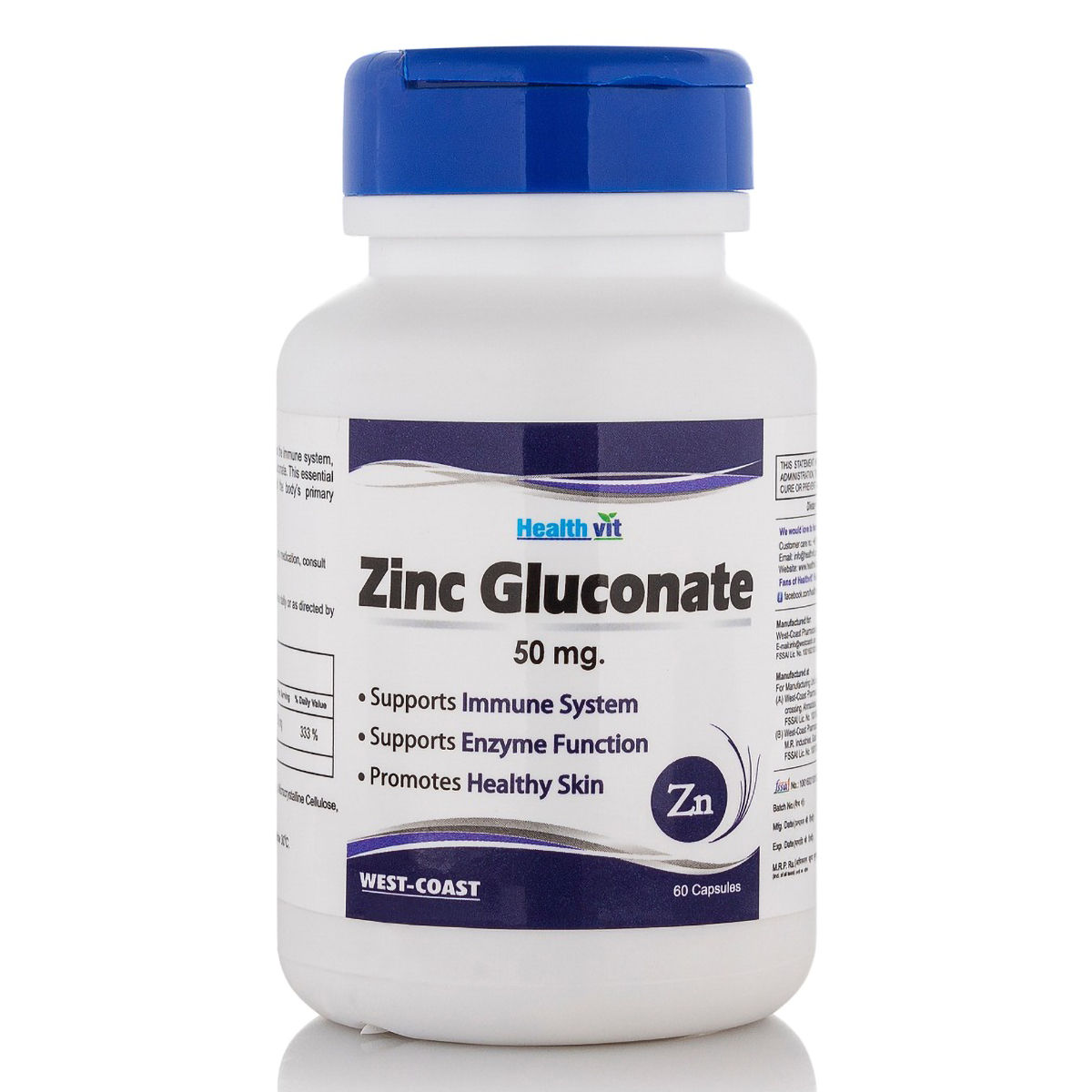 Buy Healthvit Zinc Gluconate 50 mg, 60 Capsules Online