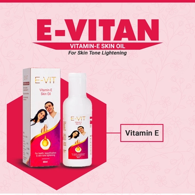 Healthvit E-Vit Vitamin-E Skin Oil 60 ml | Vitamin E | Fight Wrinkles And Age Spots | For Skin Tone Lightening | For Rough &amp; Dry Skin, Pack of 1