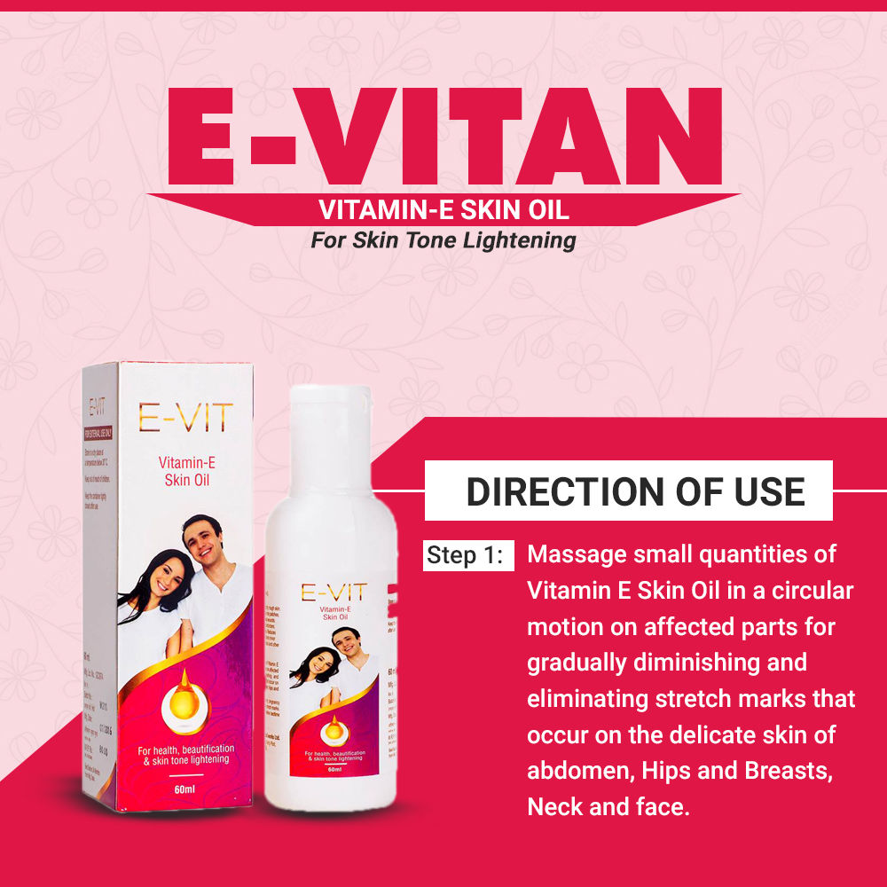 Healthvit E-Vit Vitamin-E Skin Oil, 60 ml, Pack of 1 