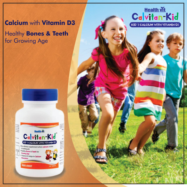 Healthvit Calvitan-Kid Calcium 150 mg & Vitamin D3 30 IU, 60 Tablets, Pack of 1 Healthvit Calvitan-Kid Calcium 150 mg & Vitamin D3 30 IU, 60 Tablets, Pack of 1