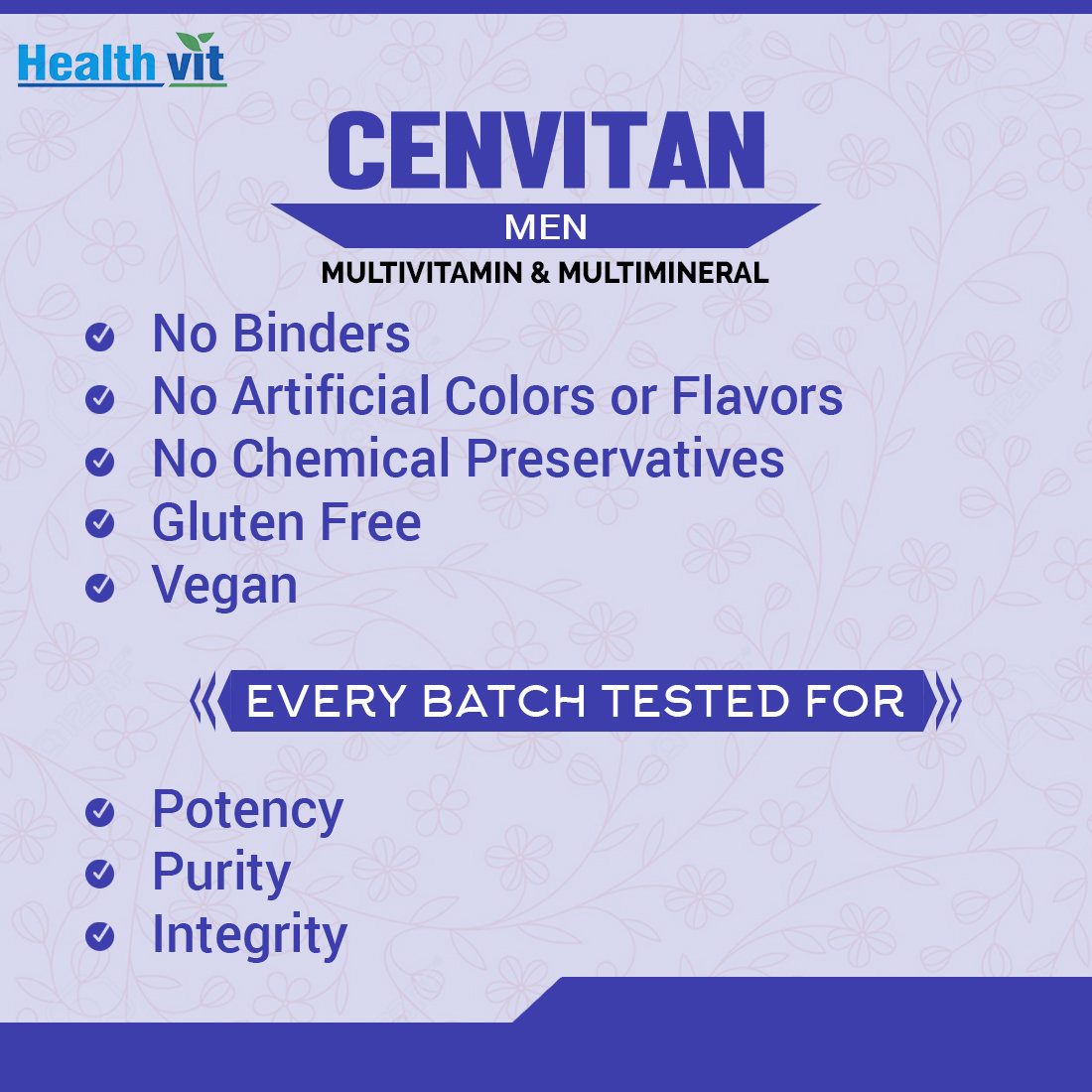 Healthvit Cenvitan Men Multivitamin & Multimineral, 60 Tablets, Pack of 1 Healthvit Cenvitan Men Multivitamin & Multimineral, 60 Tablets, Pack of 1