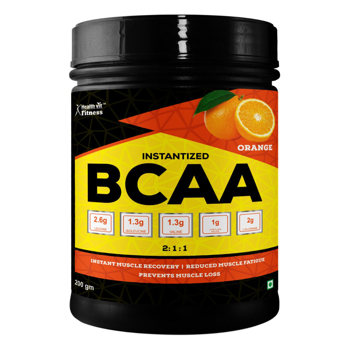 Buy Healthvit Fitness 100% Micronized BCAA 5200mg 2:1:1 with L-Glutamine and Citrulline, 200 gm Online