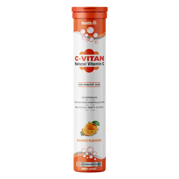 Healthvit C-Vitan Orange Flavour Effervescent, 20 Tablets