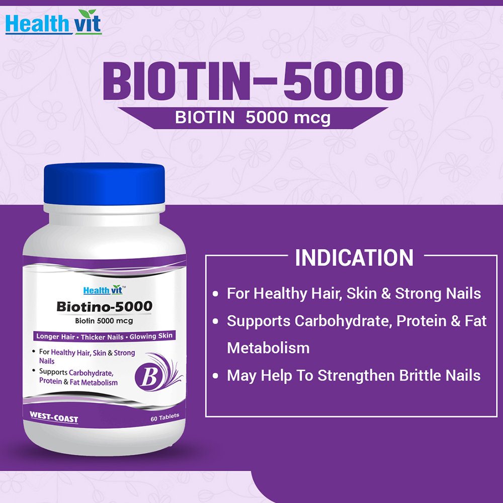 Healthvit Biotino 5000, 60 Tablets, Pack of 1 Healthvit Biotino 5000, 60 Tablets, Pack of 1