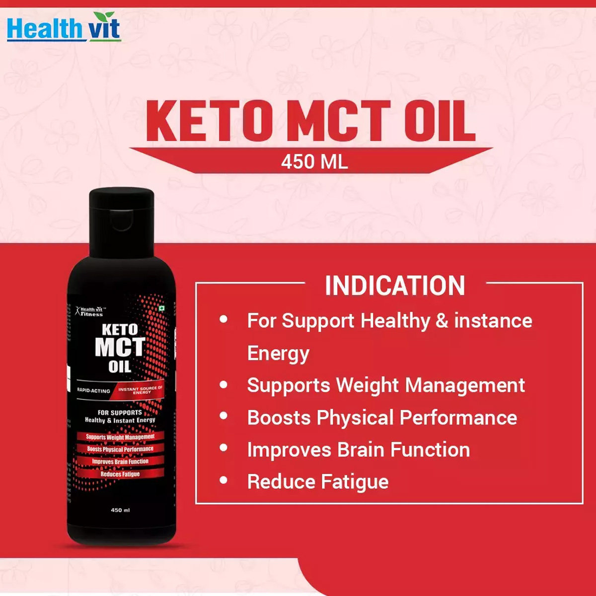 Healthvit Fitness Keto MCT Oil, 450 ml, Pack of 1 Healthvit Fitness Keto MCT Oil, 450 ml, Pack of 1