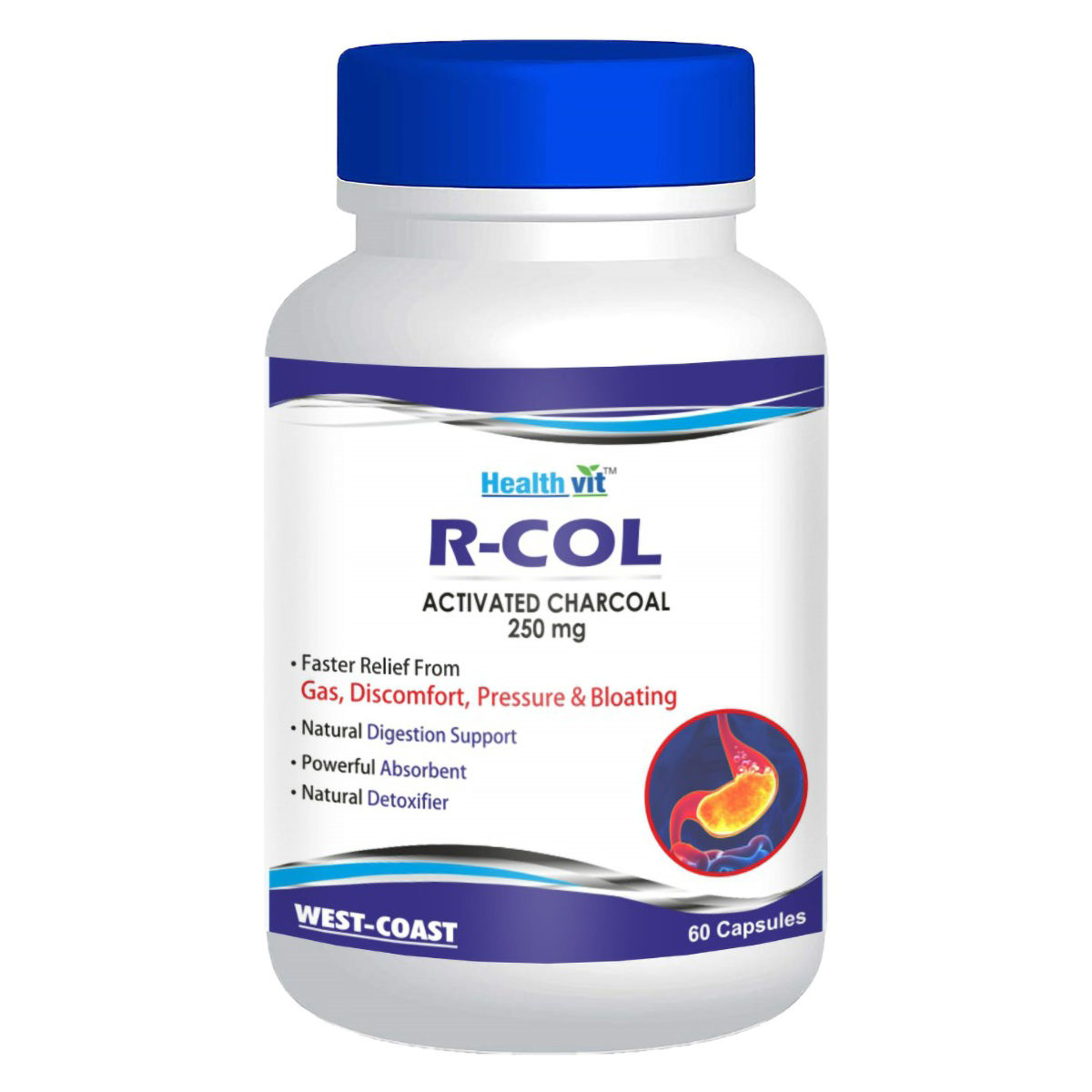 Buy Healthvit R-COL Activated Charcoal 250 mg, 60 Capsules Online