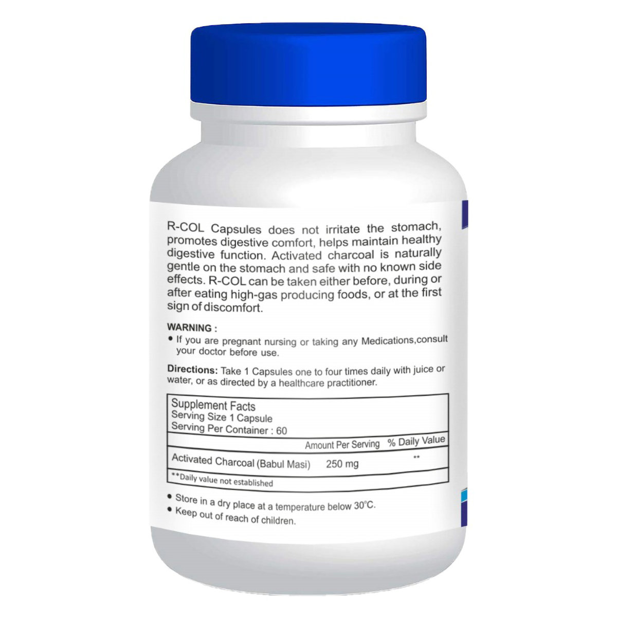 Healthvit R-COL Activated Charcoal 250 mg, 60 Capsules, Pack of 1 Healthvit R-COL Activated Charcoal 250 mg, 60 Capsules, Pack of 1