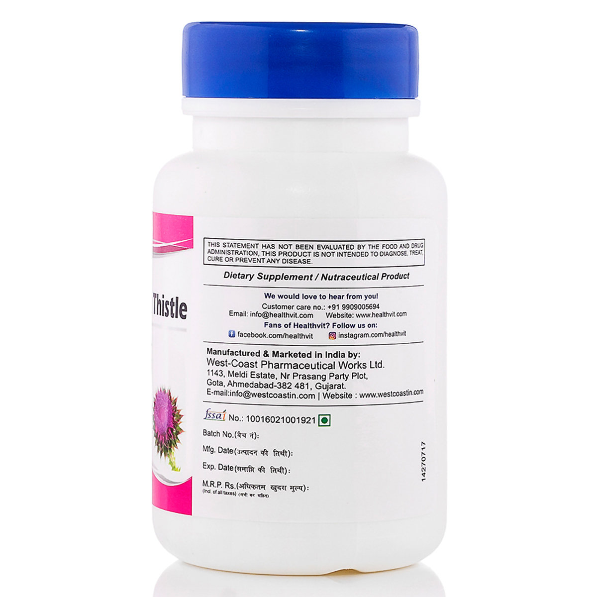 Healthvit Silymarin Milk Thistle 400 mg, 60 Capsules, Pack of 1 Healthvit Silymarin Milk Thistle 400 mg, 60 Capsules, Pack of 1