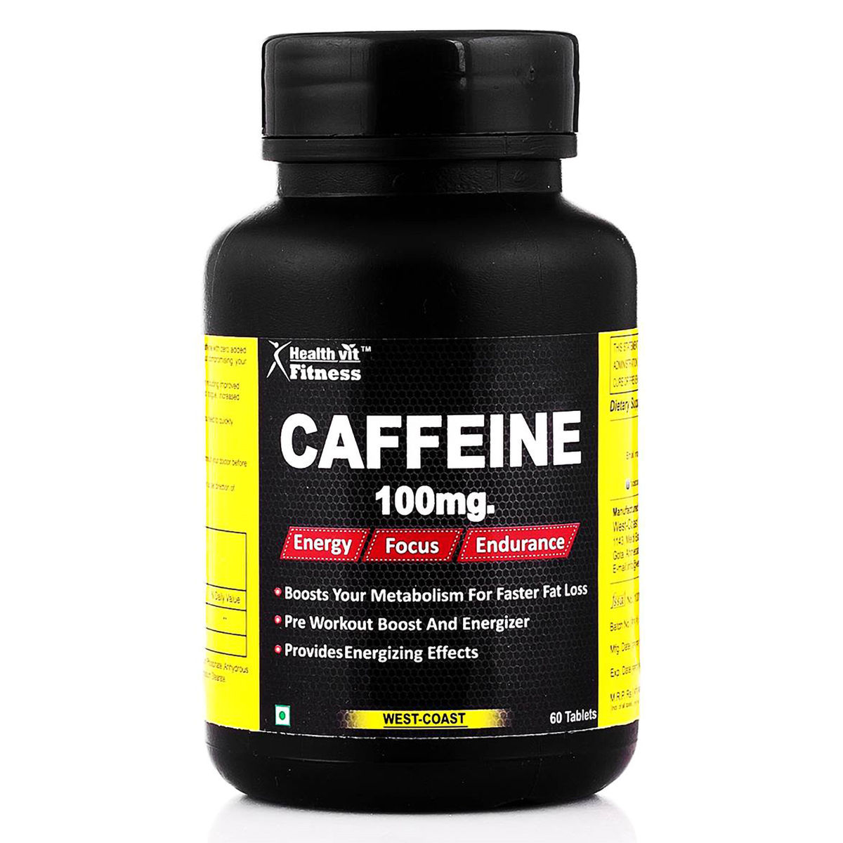 Buy Healthvit Fitness Caffeine 100 mg, 60 Tablets Online