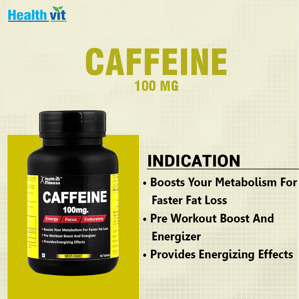 Healthvit Fitness Caffeine 100 mg, 60 Tablets, Pack of 1 Healthvit Fitness Caffeine 100 mg, 60 Tablets, Pack of 1
