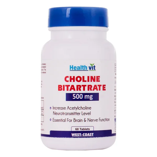 Healthvit Choline Bitartrate 500 mg, 60 Tablets, Pack of 1