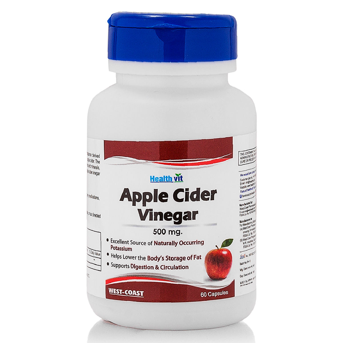 Healthvit Apple Cider Vinegar 500 mg, 60 Capsules Uses, Benefits