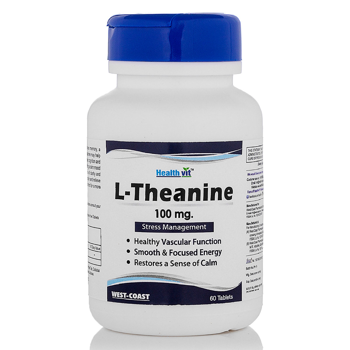 Healthvit L-Theanine 100 mg, 60 Tablets, Pack of 1 Healthvit L-Theanine 100 mg, 60 Tablets, Pack of 1