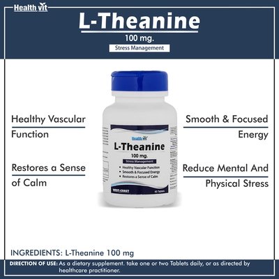 Healthvit L-Theanine 100 mg, 60 Tablets, Pack of 1