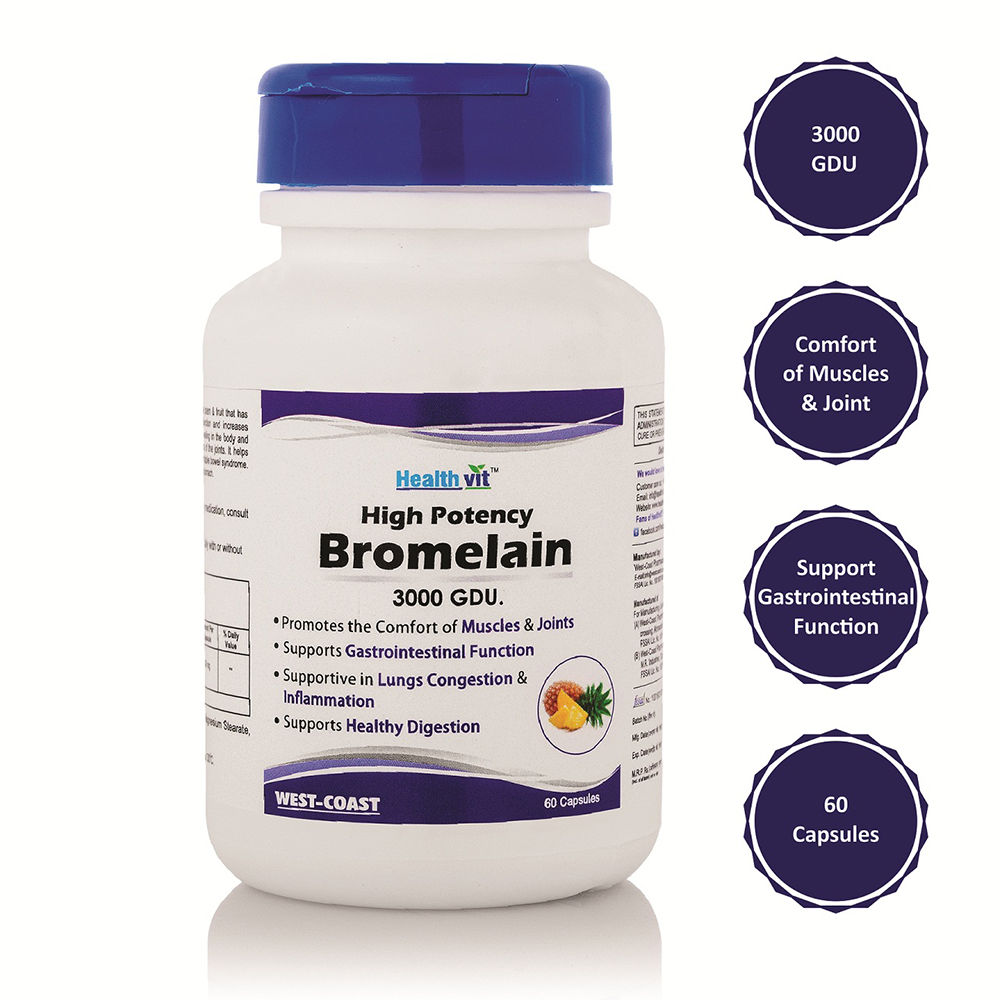 Buy Healthvit High Potency Bromelain 3000 GDU, 60 Capsules Online