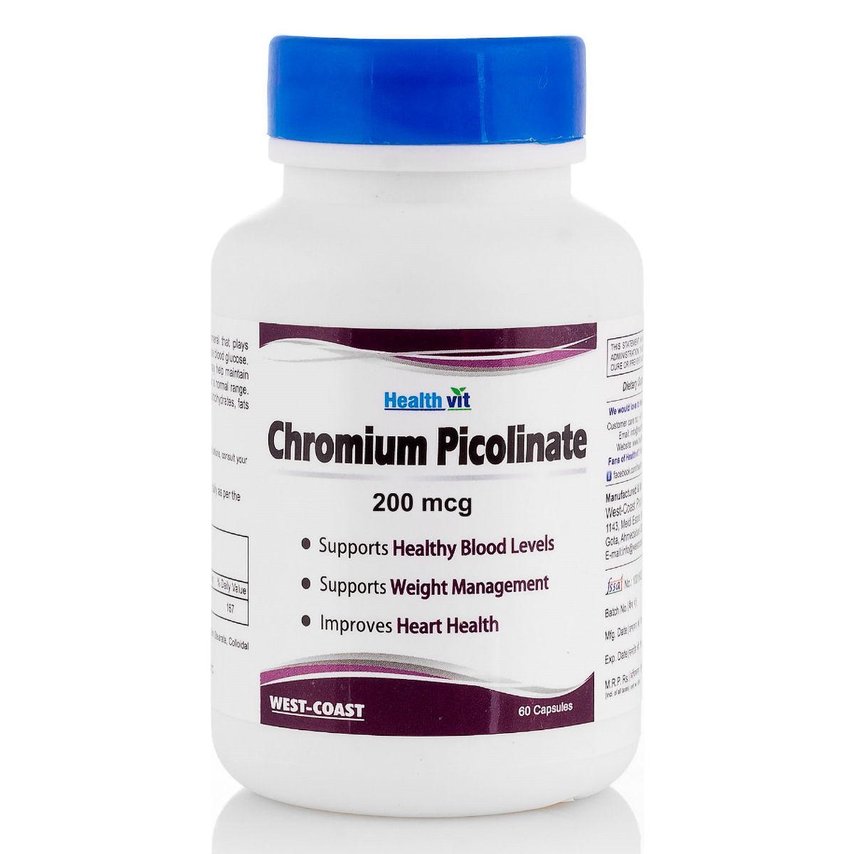 Buy Healthvit Chromium Picolinate 200 mg, 60 Capsules Online