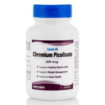 Healthvit Chromium Picolinate 200 mg, 60 Capsules, Pack of 1