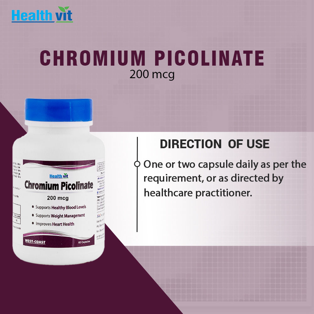 Healthvit Chromium Picolinate 200 Mg, 60 Capsules Price, Uses, Side ...