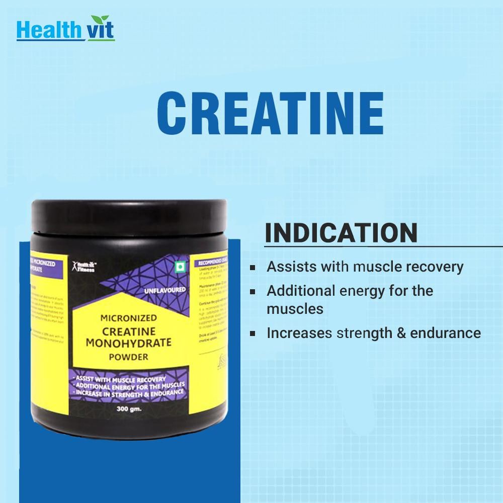 Healthvit Fitness Micronised Creatine Monohydrate Powder 300 Gm Price Uses Side Effects 