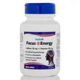 Healthvit Focus &amp; Energy Caffeine 100 mg L-Theanine 100 mg, 60 Capsules, Pack of 1