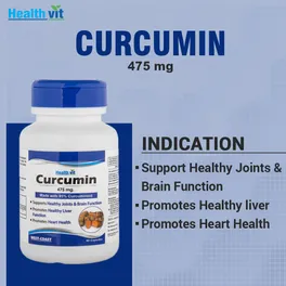 Healthvit Curcumin 475 mg, 60 Capsules, Pack of 1