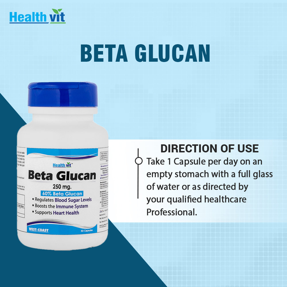 Healthvit Beta Glucan 250 mg, 60 Capsules, Pack of 1 Healthvit Beta Glucan 250 mg, 60 Capsules, Pack of 1