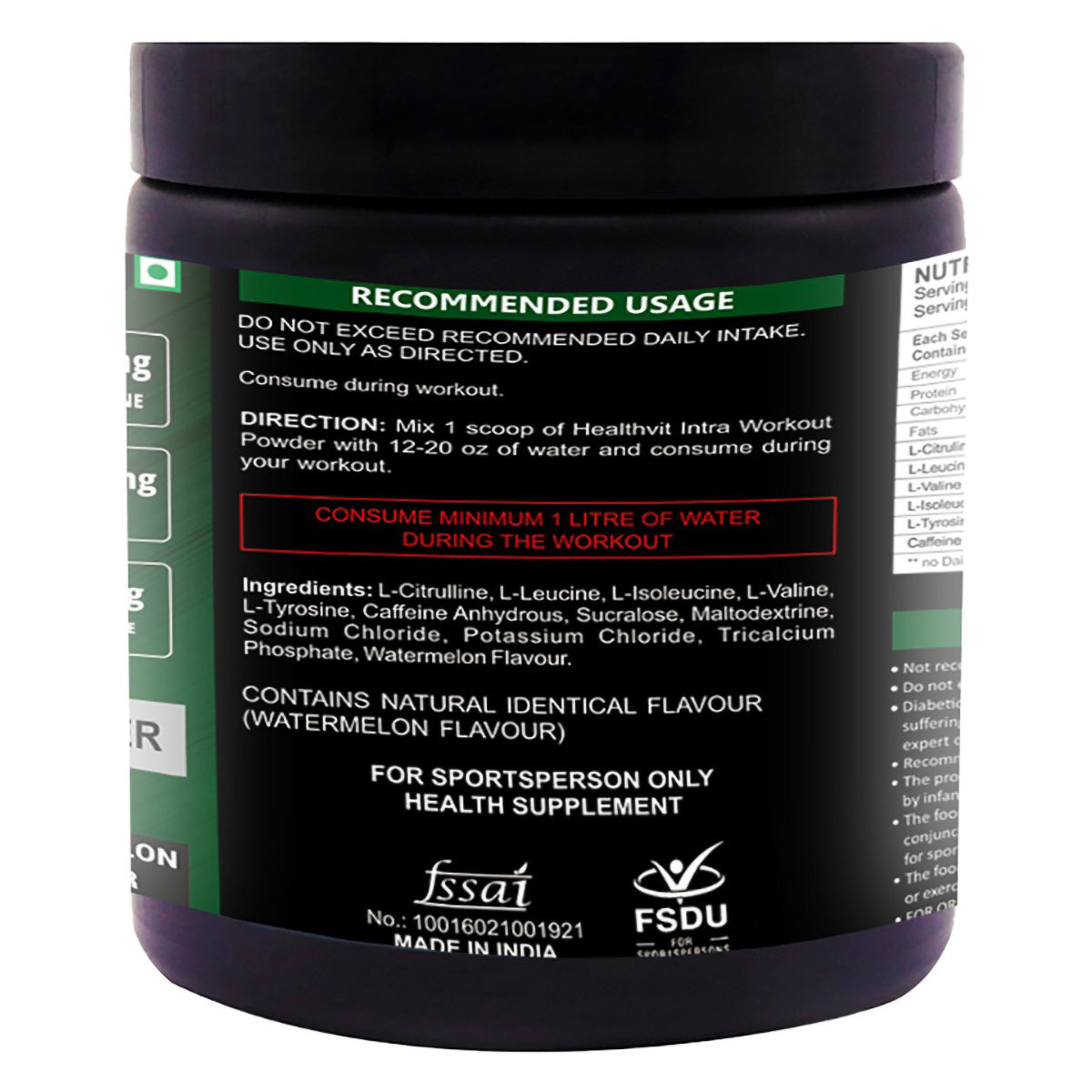Healthvit Fitness Intra Workout Advanced Formula Watermelon Flavour Powder, 300 gm, Pack of 1 Healthvit Fitness Intra Workout Advanced Formula Watermelon Flavour Powder, 300 gm, Pack of 1