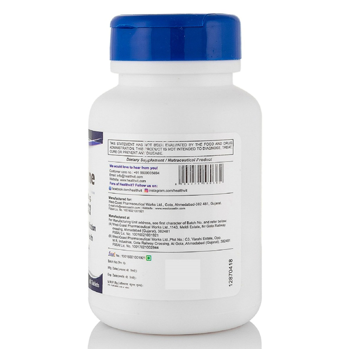 Healthvit L-Arginine 1000 mg Amino Acid Supplement, 60 Tablets, Pack of 1 Healthvit L-Arginine 1000 mg Amino Acid Supplement, 60 Tablets, Pack of 1