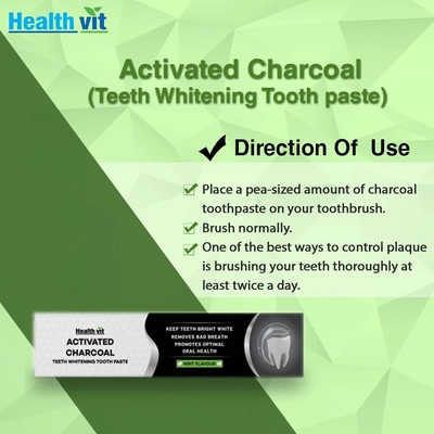 Healthvit Activated Charcoal Mint Flavour Toothpaste, 100 gm, Pack of 1