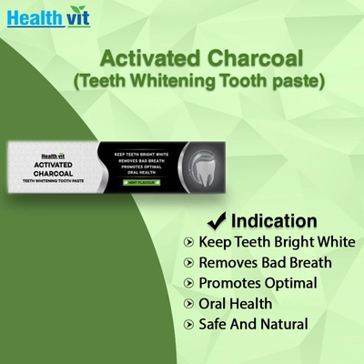 Healthvit Activated Charcoal Mint Flavour Toothpaste, 100 gm, Pack of 1