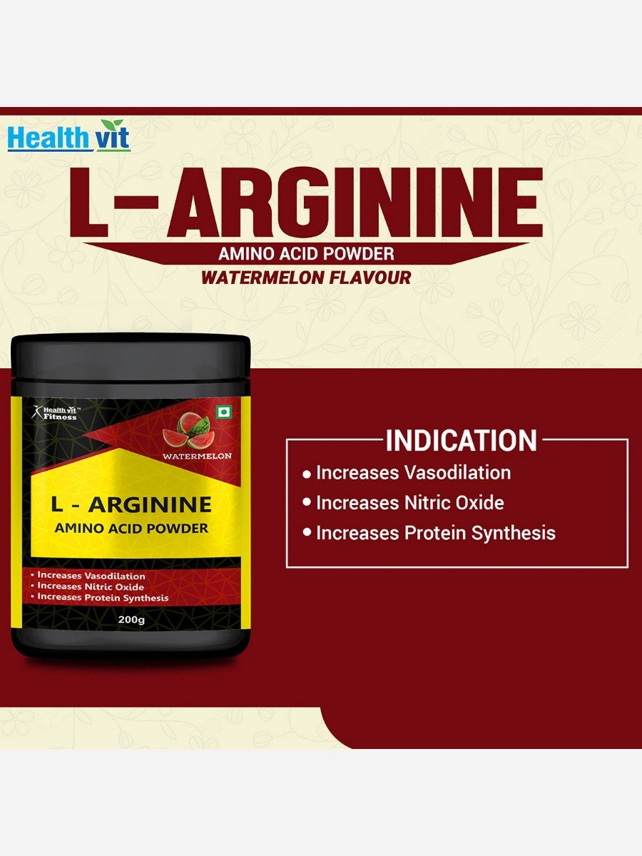 Healthvit L-Arginine Amino acid Watermelon Powder, 200 gm, Pack of 1 Healthvit L-Arginine Amino acid Watermelon Powder, 200 gm, Pack of 1