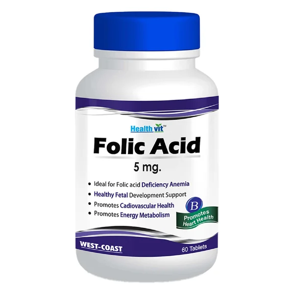 Healthvit Folic Acid 5 mg, 60 Tablets, Pack of 1