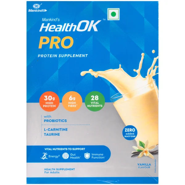 Health Ok Pro Vanilla Flavour Adult Powder, 400 gm Refill Pack