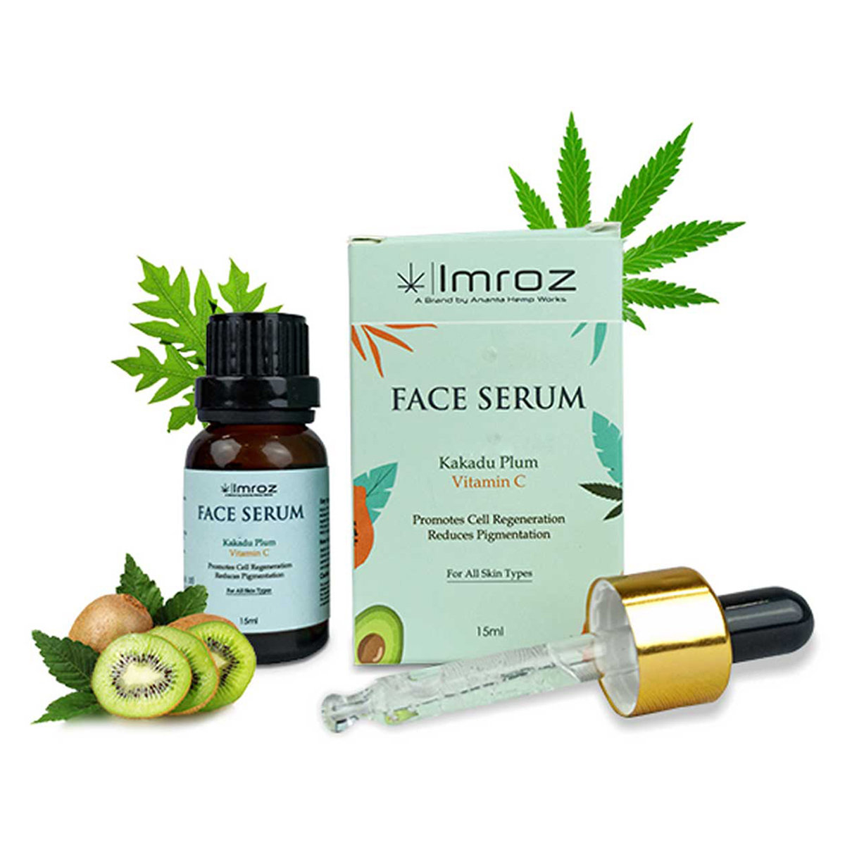 Ananta Hemp Imroz Face Serum 15 ml | With Kakadu Plum, Vitamin C | Promotes Cell Regeneration | Reduce pigmentation | Gives Natural Glowing Skin | For All Skin Type, Pack of 1 Ananta Hemp Imroz Face Serum 15 ml | With Kakadu Plum, Vitamin C | Promotes Cell Regeneration | Reduce pigmentation | Gives Natural Glowing Skin | For All Skin Type, Pack of 1