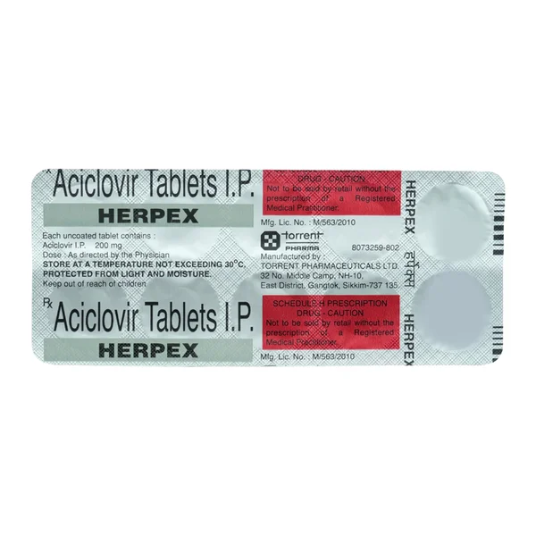 Herpex 200 mg Tablet 10's, Pack of 10 TabletS