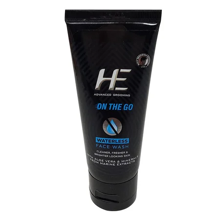 He On The Go Waterless Face Wash 50 gm | Aloe Vera & Mineral From Marine Extract | Gives Clean, Fresh & Bright Skin