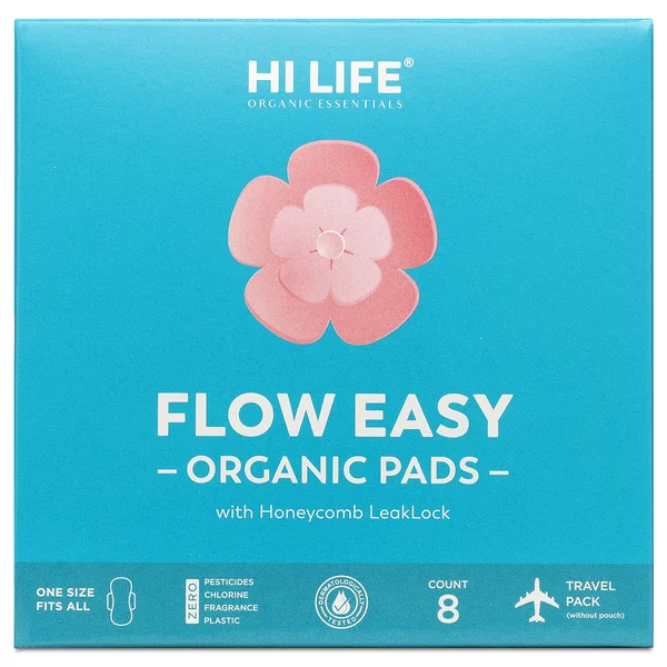 Hi Life Flow Easy Organic Sanitary Pads, 8 Count