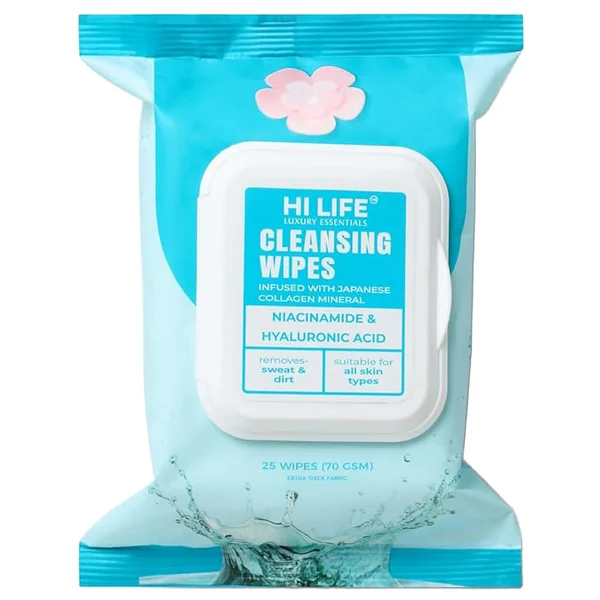 Hi Life Niacinamide & Hyaluronic Acid Cleansing Wet Wipes, 25 Count
