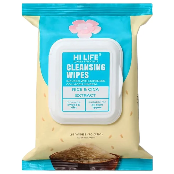 Hi Life Rice & Cica Cleansing Wipes, 25 Count