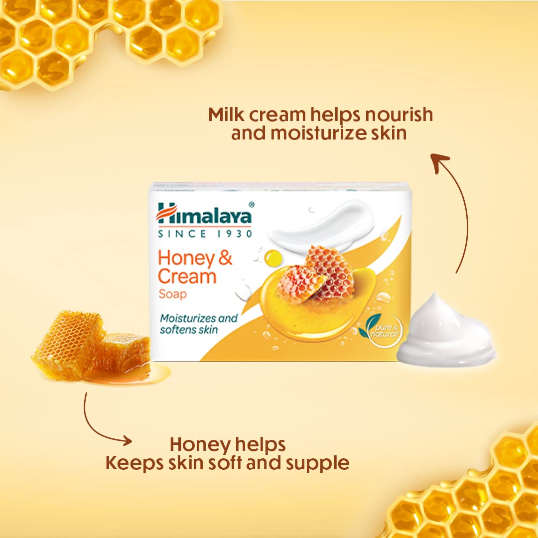 Himalaya Honey & Cream Soap, 75 gm | With Goodness Of Honey & Milk Cream | Moisturises Skin | Makes Skin Soft & Supple, Pack of 1 Himalaya Honey & Cream Soap, 75 gm | With Goodness Of Honey & Milk Cream | Moisturises Skin | Makes Skin Soft & Supple, Pack of 1