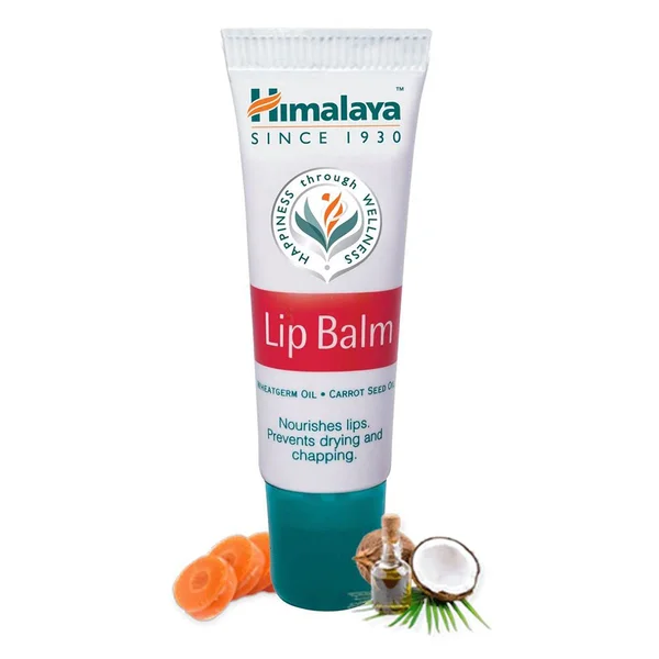 Himalaya Lip Balm 10 gm | Wheat Germ Oil &amp; Carrot Seed Oil | Relives Dry &amp; Chapped Lips | Nourishes Lips, Pack of 1