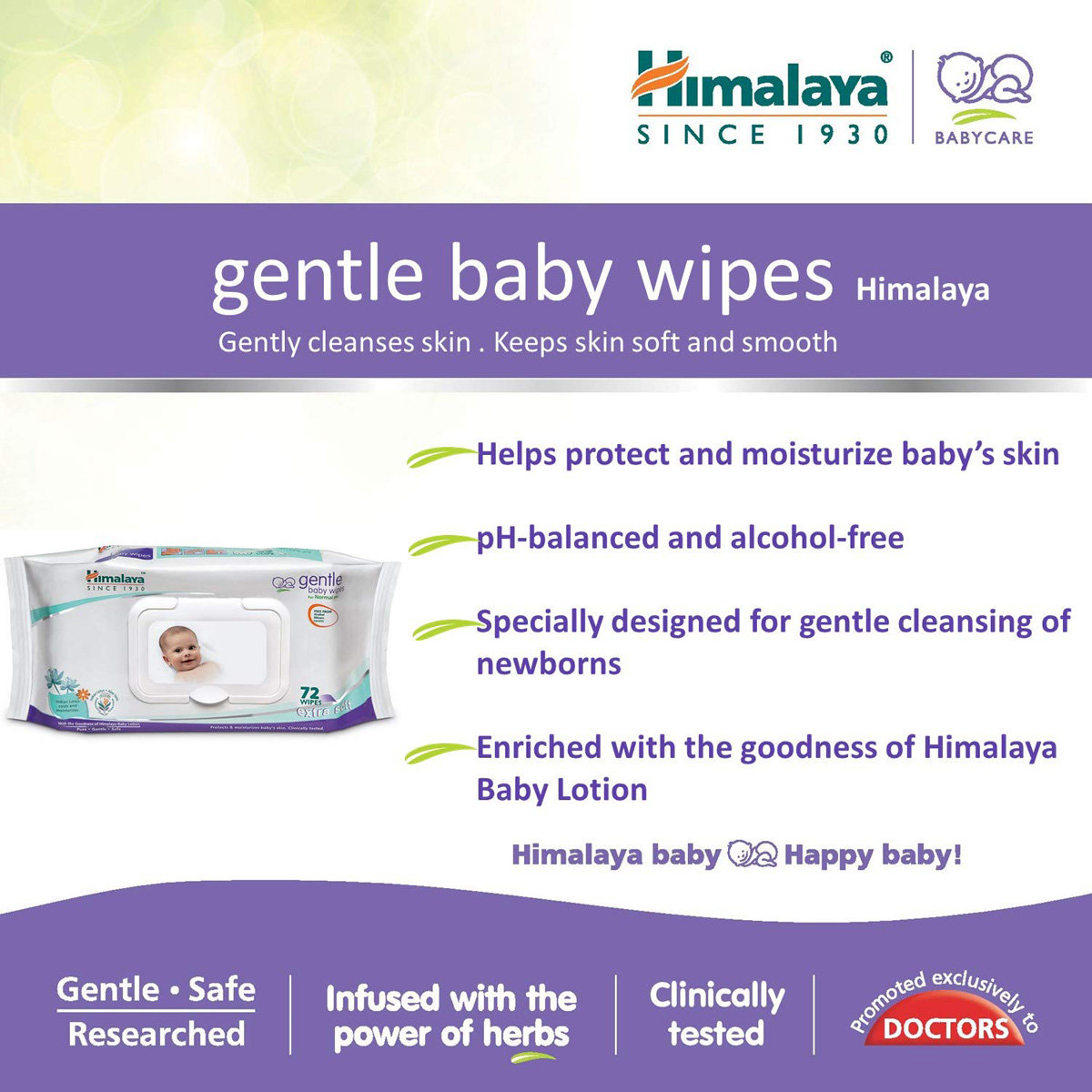 Himalaya Gentle Baby Wipes, 12 Count, Pack of 1 Himalaya Gentle Baby Wipes, 12 Count, Pack of 1