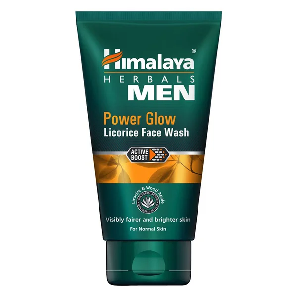 Himalaya Men Power Glow Licorice Face Wash 100 ml | Licorice & Wood Apple | Gently Cleanses Skin | Gives Fairer & Brighter Skin | For Normal Skin
