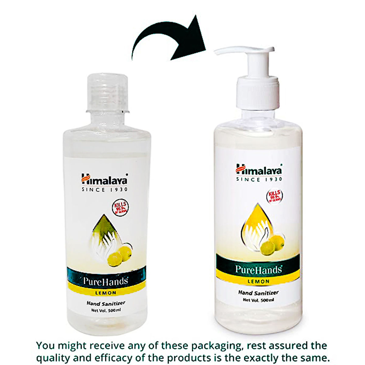 Himalaya Pure Hands Lemon Flavour Hand Sanitizer 500 ml | KillS 99.9% Of Germs, Pack of 1 Himalaya Pure Hands Lemon Flavour Hand Sanitizer 500 ml | KillS 99.9% Of Germs, Pack of 1